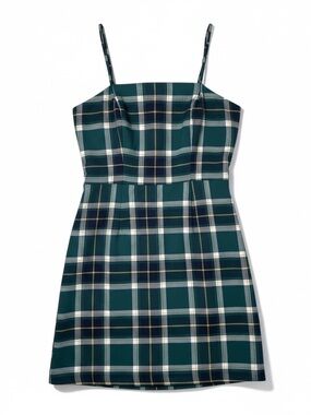 Aeropostale Green Plaid Square-Neck Mini Dress